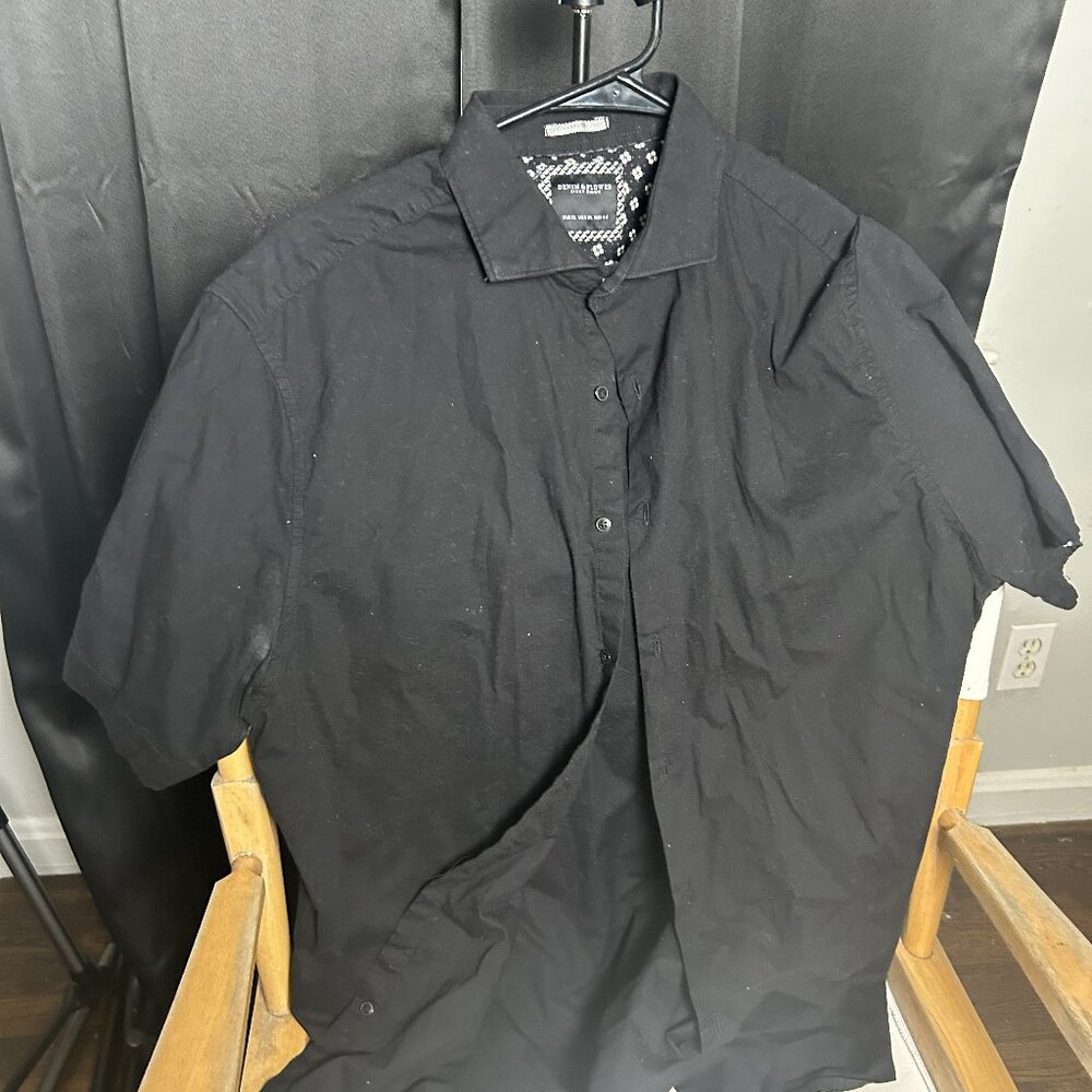 Black Short Sleeve Button Up